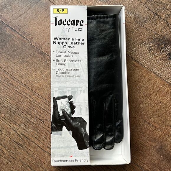 Leather Tech Gloves Nappa Touchscreen Technology Sz S soft Black lambskin NEW - Picture 1 of 7